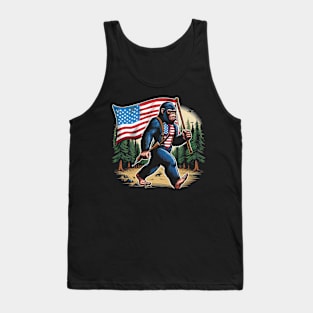 Bigfoot 4th of July American USA Flag Patriotic Kids Tank Top